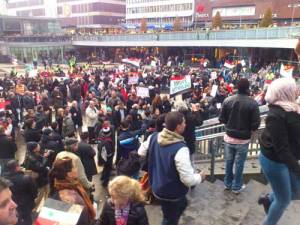 Fra demonstrasjon på Sergels torg i Stockholm 4. november 2012